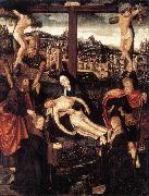 CORNELISZ VAN OOSTSANEN, Jacob Crucifixion with Donors and Saints fdg oil
